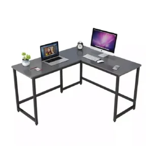 Sleek Black L-Shaped Computer Desk